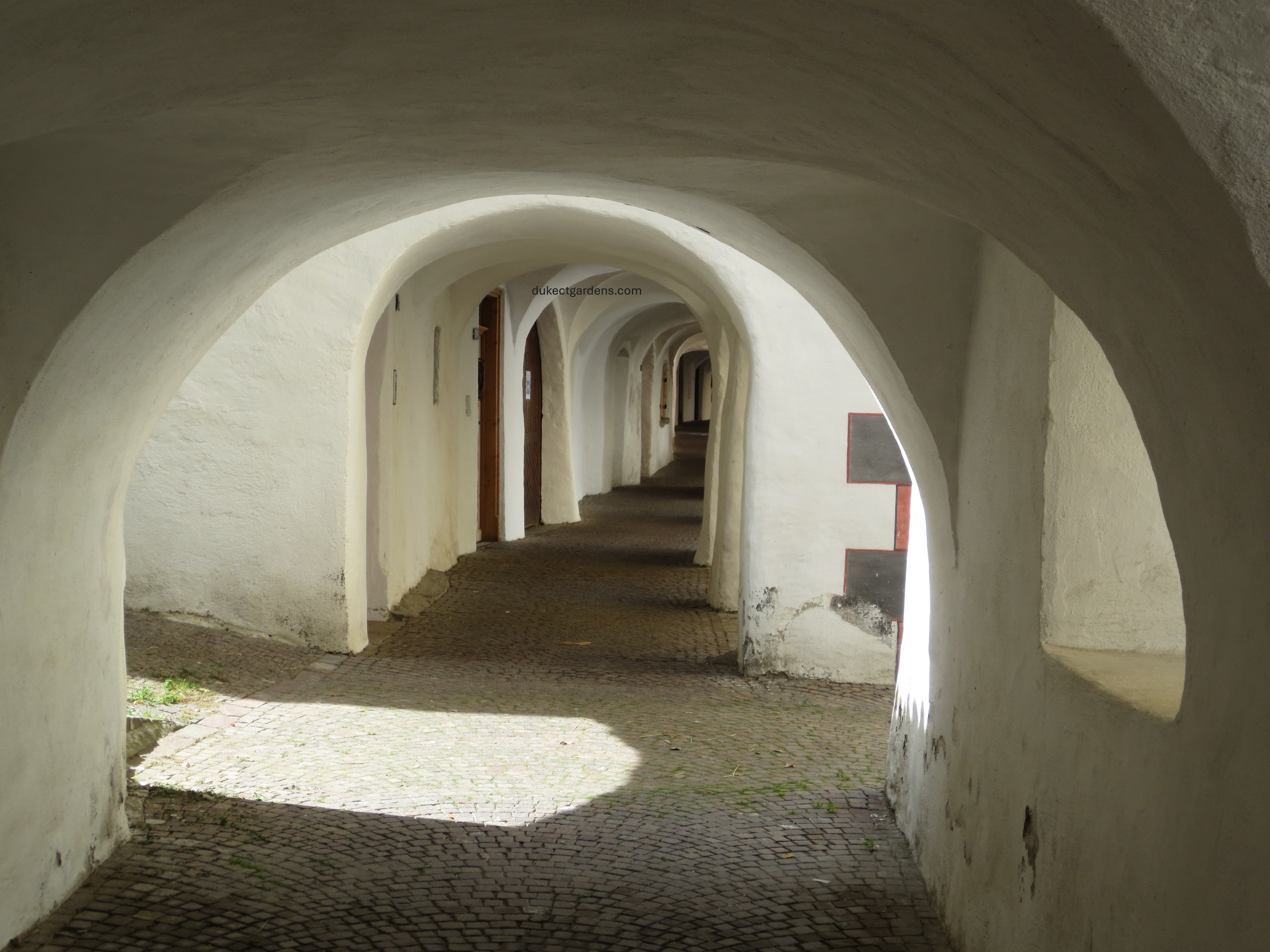 Medieval arcades in Glurns/Glorenza, South Tyrol, Italian Dolomites