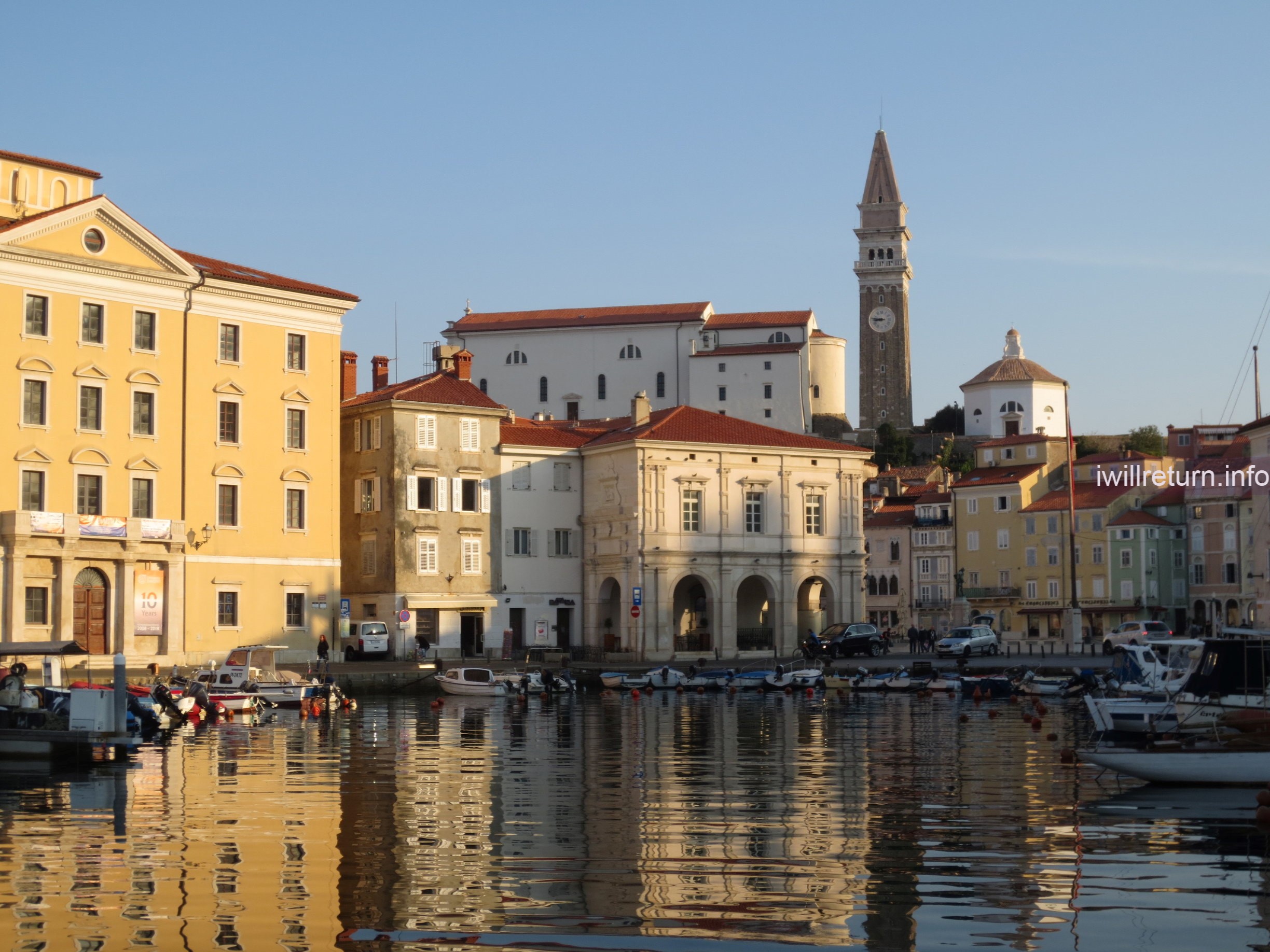 Piran Harbor overlooking Tartini Square, Piran, Slovenia